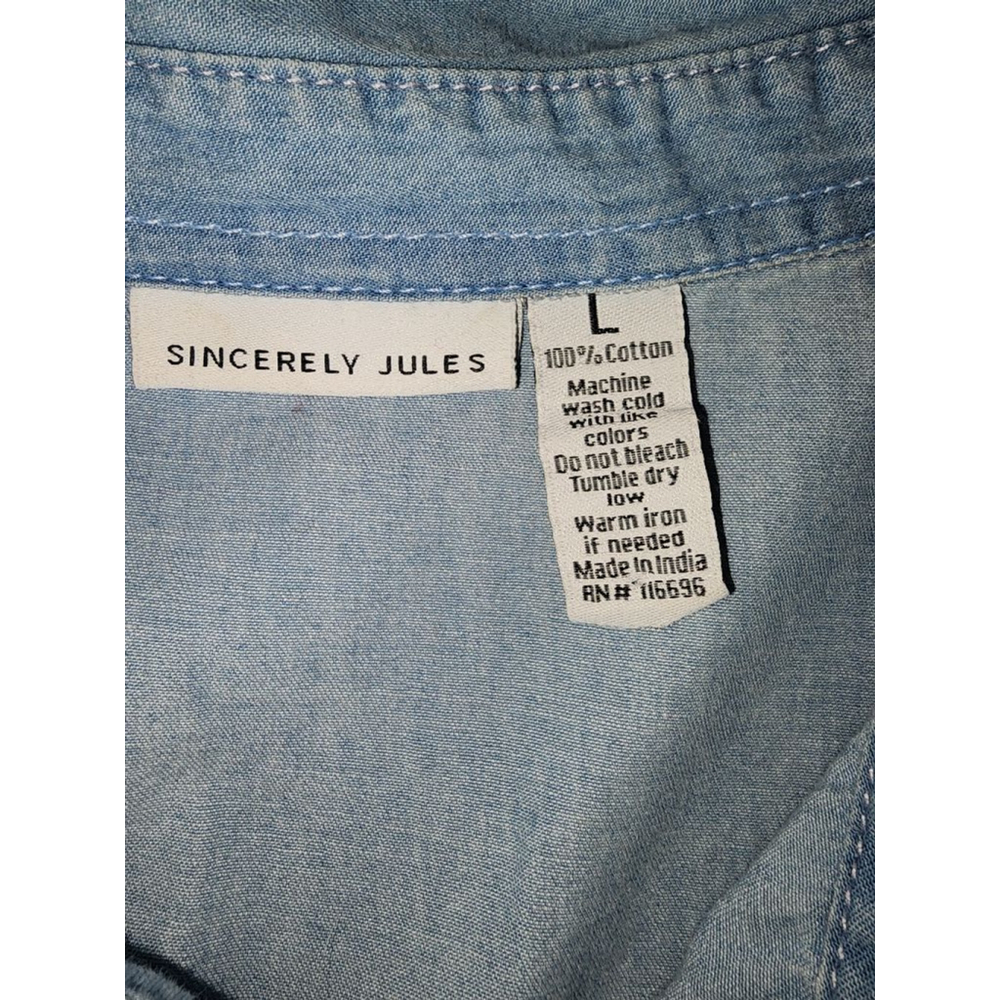 Women Sincerely Jules Jumpsuit Size L Blue Denim - Picture 4 of 7